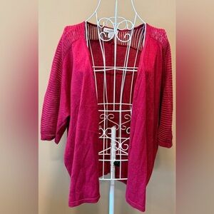Coldwater Creek Silk Blend Shimmer Open Cardigan Hot Pink Plus Size 1X 18
